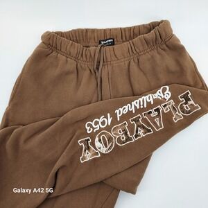 Playboy by Pacsun Brown Sweatpants Established 1953 Logo Embroidered XS